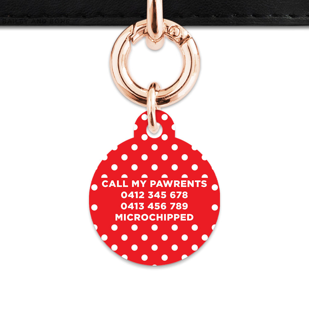 Red And White Polka Dots Pet ID Tag