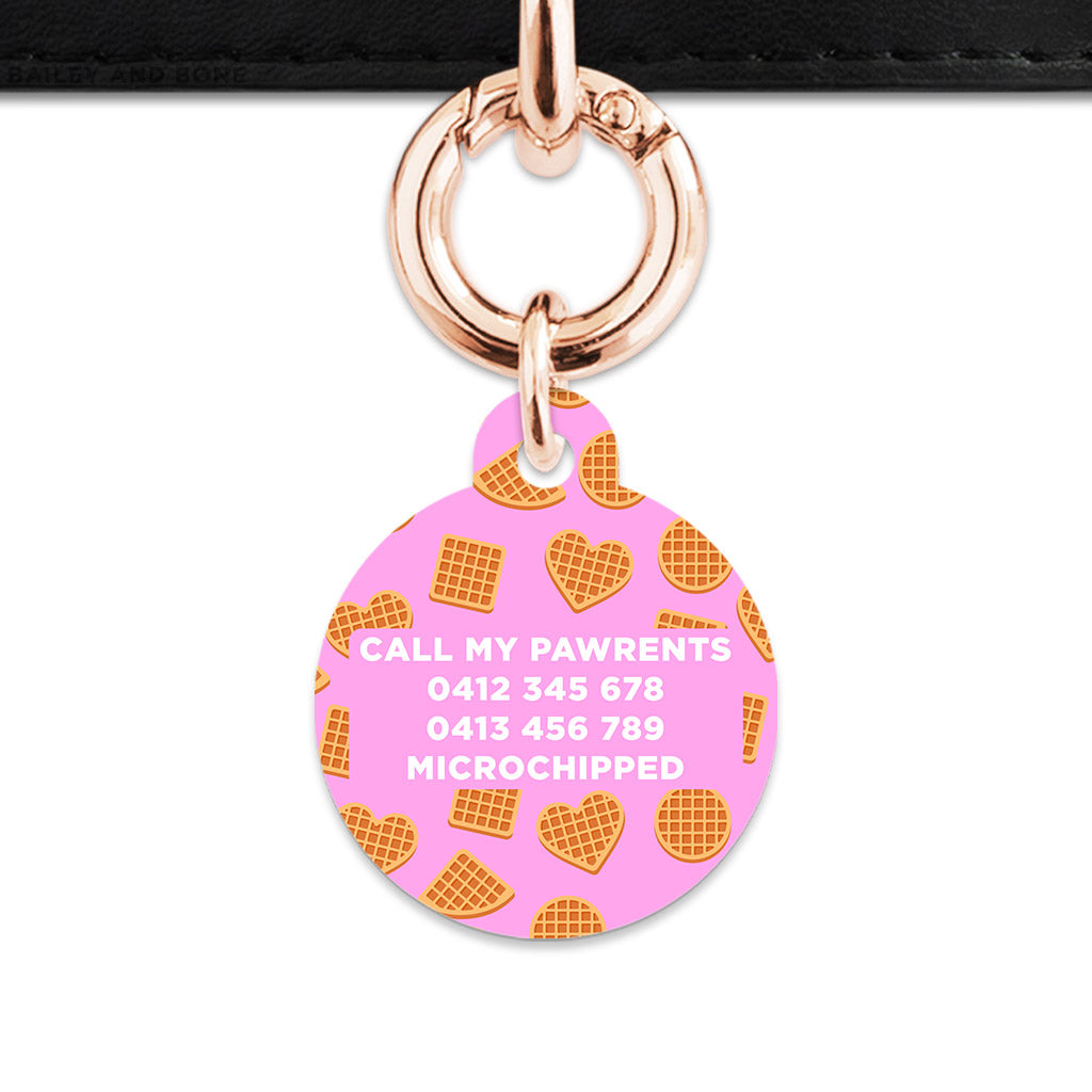 Pink Waffles Pattern Pet ID Tag