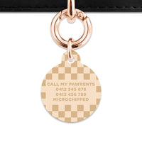 Beige And Tan Checkers Pet ID Tag
