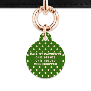Green And Beige Polka Dots Pet ID Tag