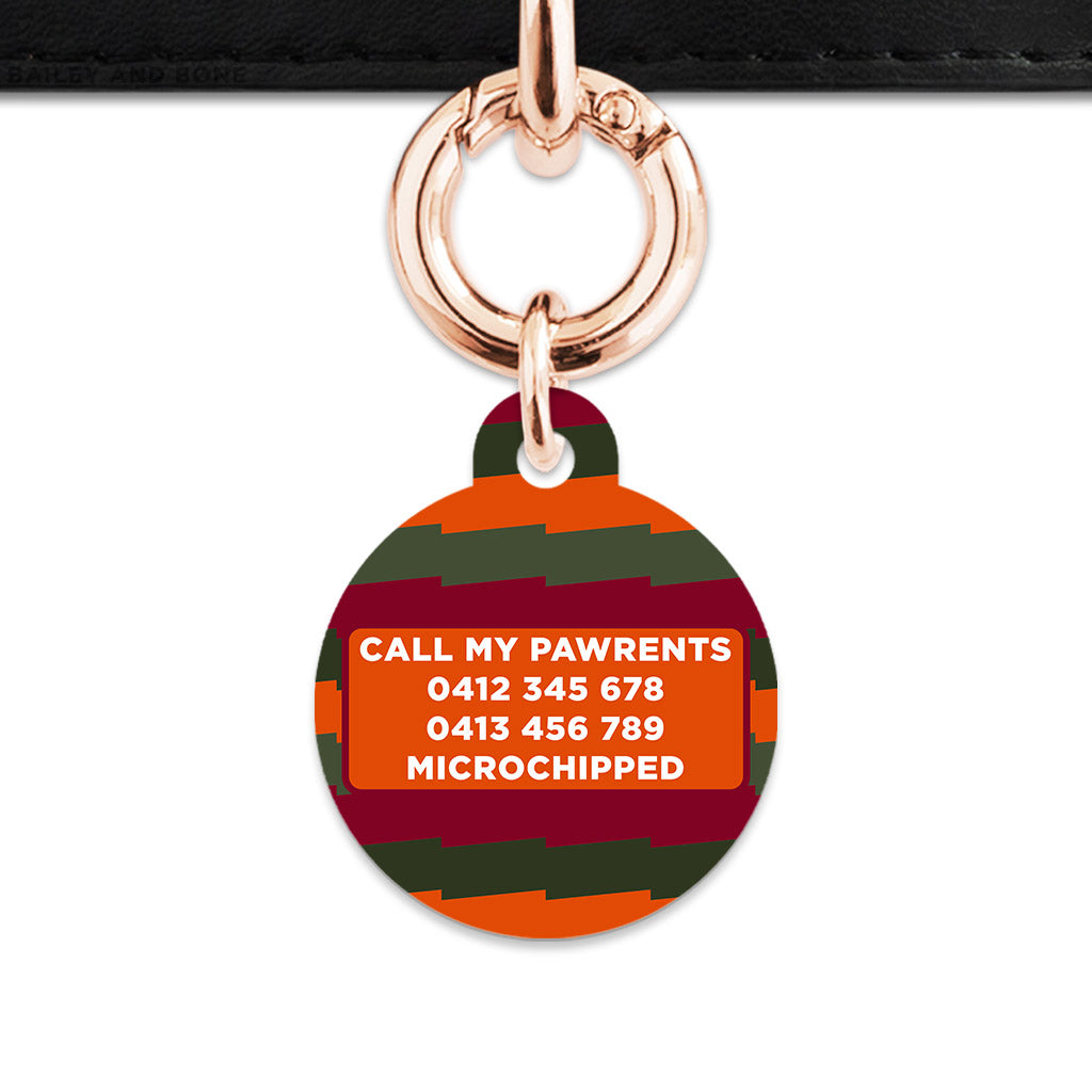Green And Orange Spooky Stripes Pet ID Tag