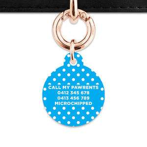 Blue And White Polka Dots Pet ID Tag