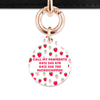 Pink And Red Strawberries Pet ID Tag