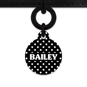 Black And White Polka Dots Pet ID Tag