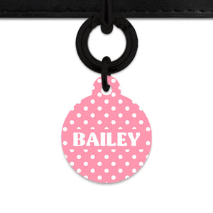 Pink And White Polka Dot Pet ID Tag