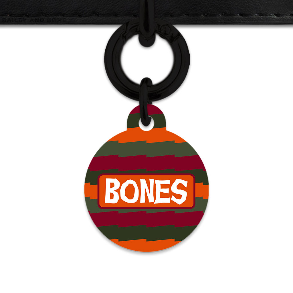 Green And Orange Spooky Stripes Pet ID Tag