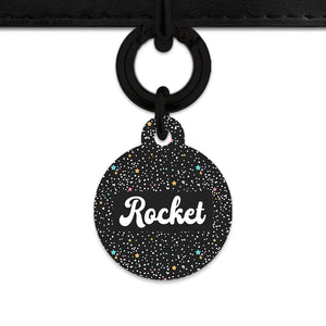 Black Pastel Stars Pet ID Tag