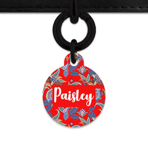 Red Paisley Pattern Pet ID Tag