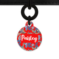 Red Paisley Pattern Pet ID Tag