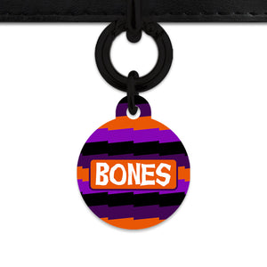 Purple And Orange Spooky Stripes Pet ID Tag