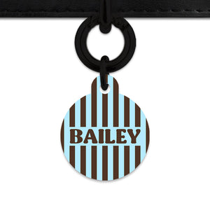 Blue And Brown Stripes Pet ID Tag