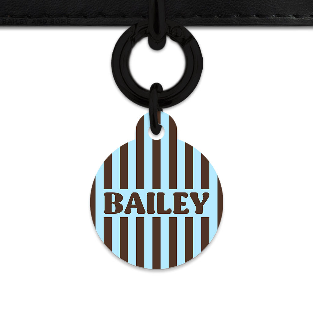 Blue And Brown Stripes Pet ID Tag