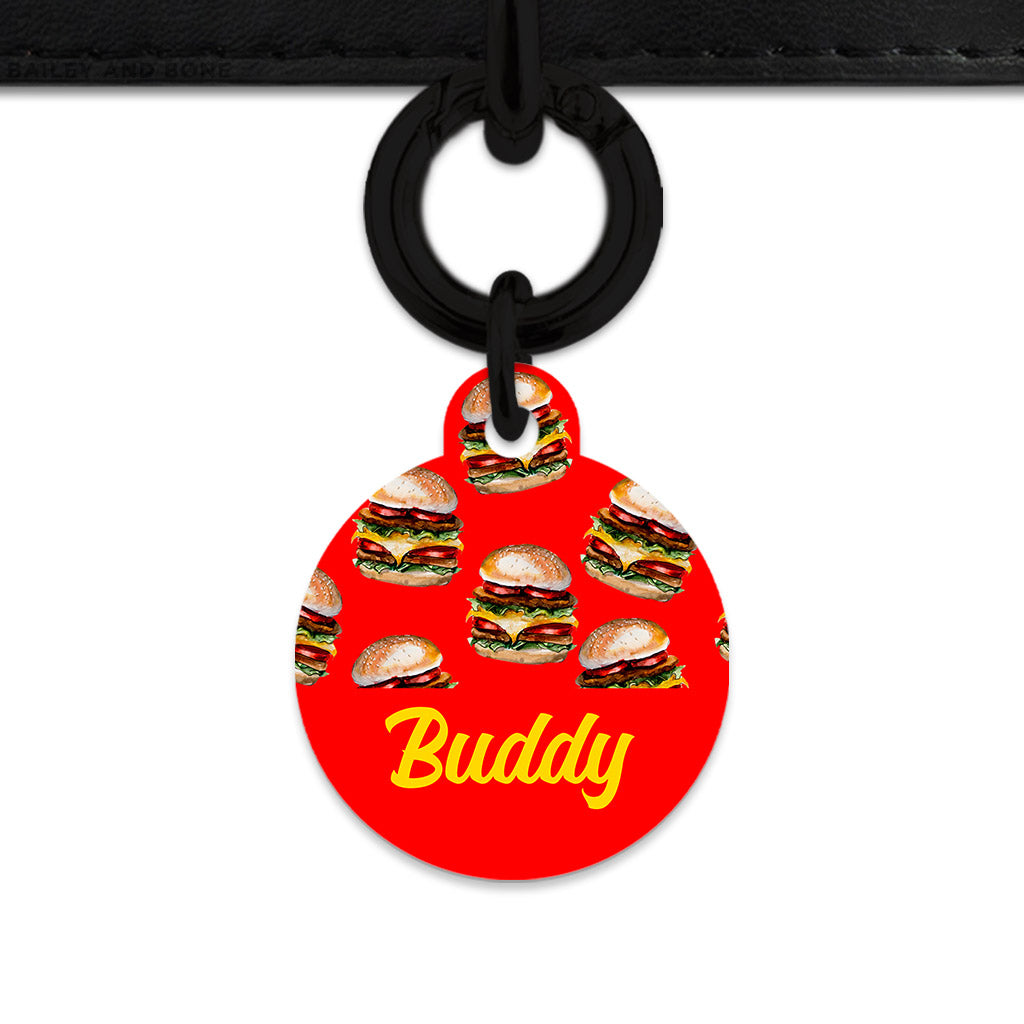 Burger Pattern Pet ID Tag