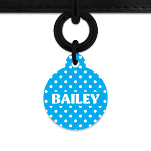 Blue And White Polka Dots Pet ID Tag