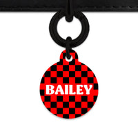 Black And Red Checkers Pet ID Tag