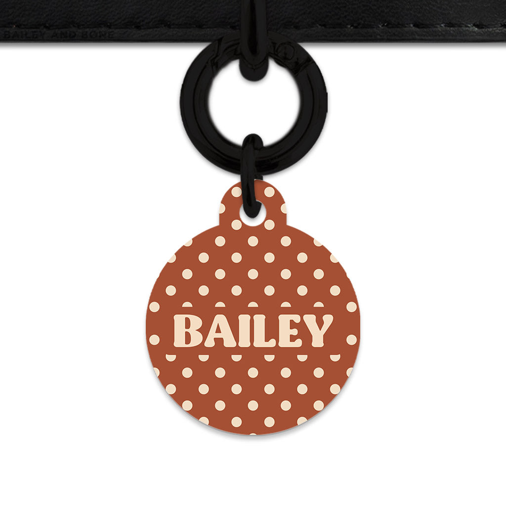 Brown And Beige Polka Dots Pet ID Tag