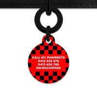 Black And Red Checkers Pet ID Tag