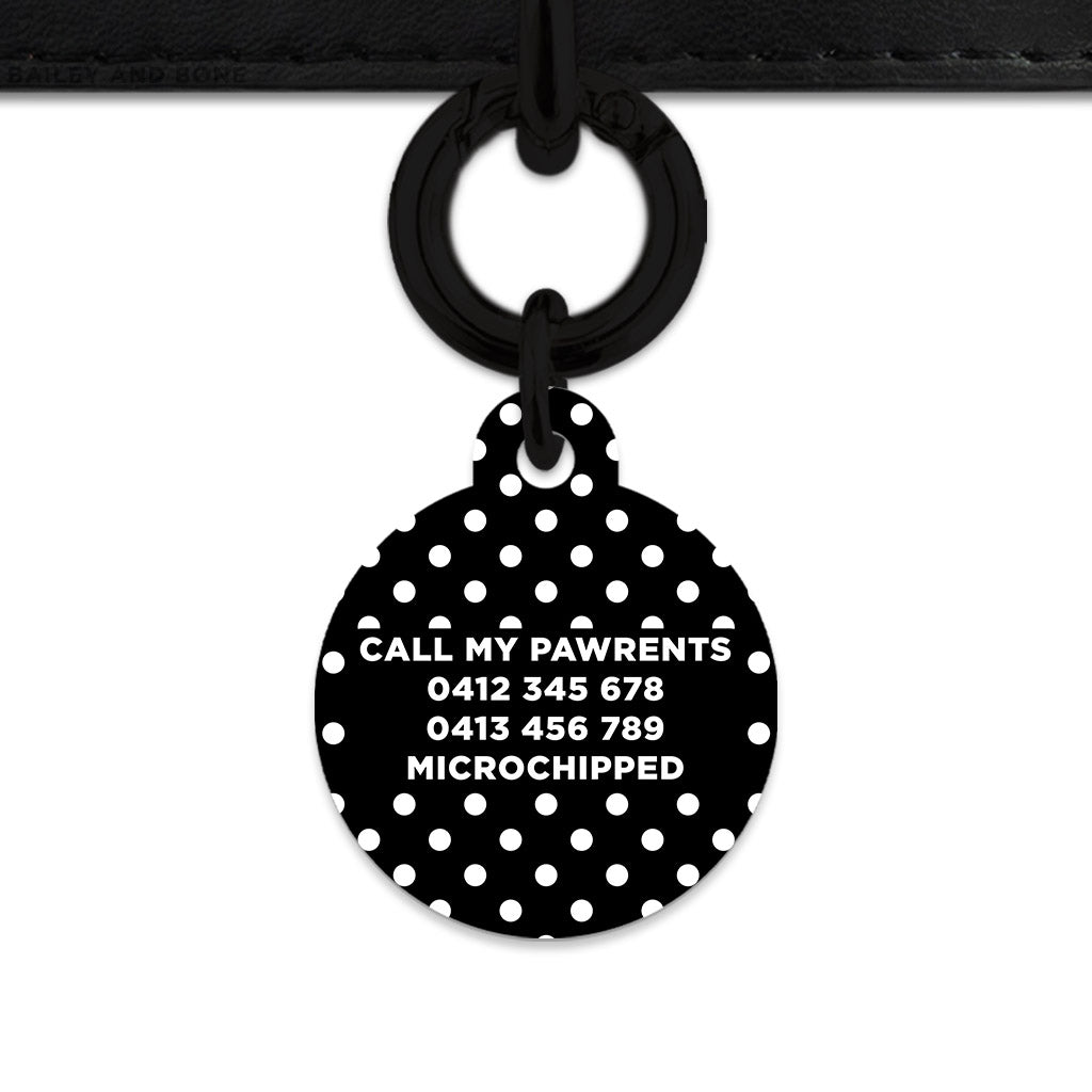 Black And White Polka Dots Pet ID Tag