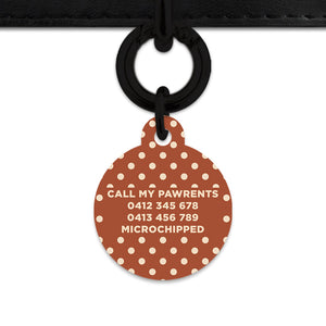 Brown And Beige Polka Dots Pet ID Tag