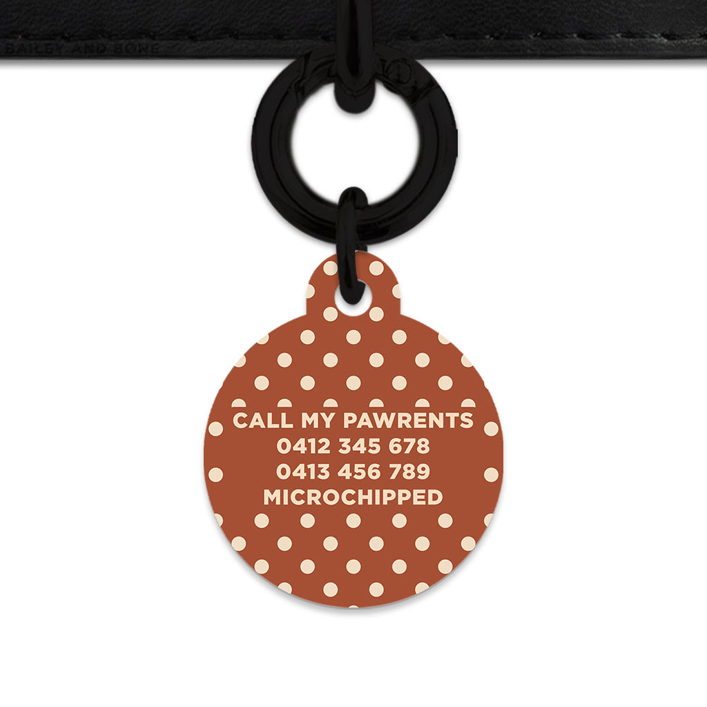 Brown And Beige Polka Dots Pet ID Tag