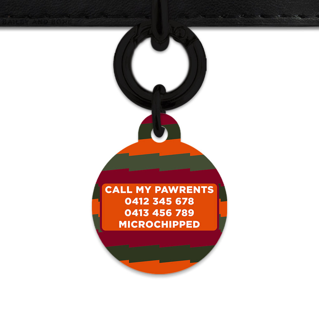 Green And Orange Spooky Stripes Pet ID Tag