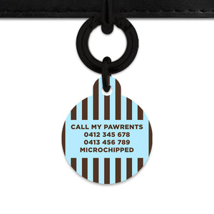Blue And Brown Stripes Pet ID Tag