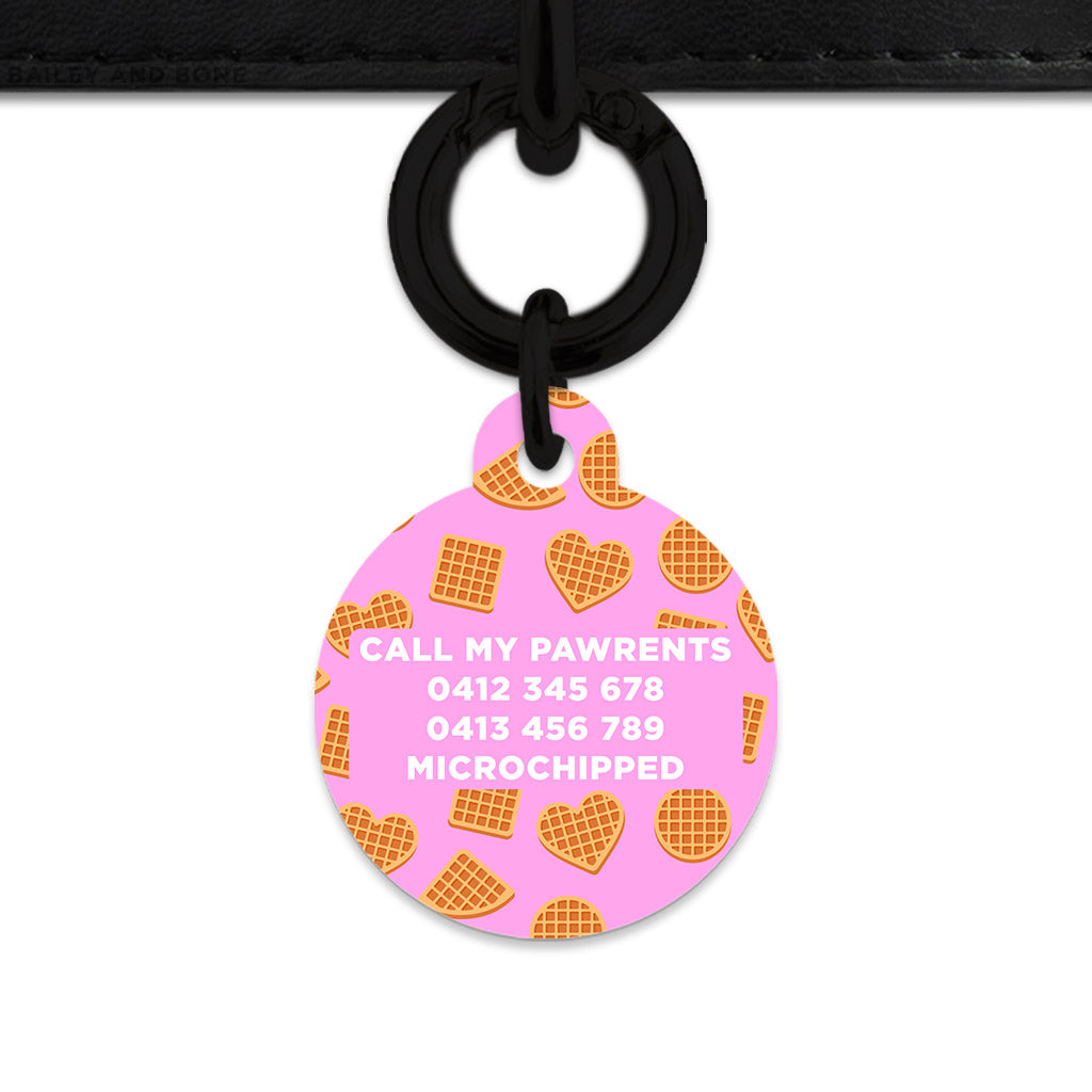 Pink Waffles Pattern Pet ID Tag