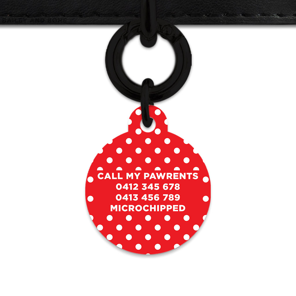 Red And White Polka Dots Pet ID Tag