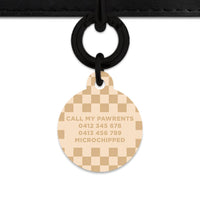 Beige And Tan Checkers Pet ID Tag