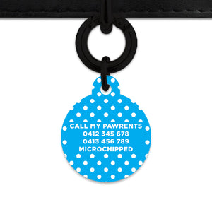 Blue And White Polka Dots Pet ID Tag