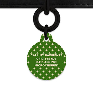 Green And Beige Polka Dots Pet ID Tag