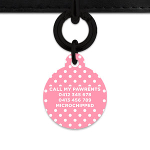 Pink And White Polka Dot Pet ID Tag