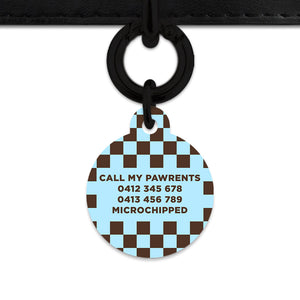 Blue And Brown Checkers Pet ID Tag