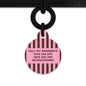 Pink And Brown Stripes Pet ID Tag