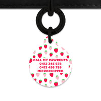 Pink And Red Strawberries Pet ID Tag