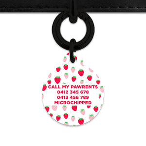 Pink And Red Strawberries Pet ID Tag