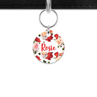 Red And White Roses Mini Pet ID Tag