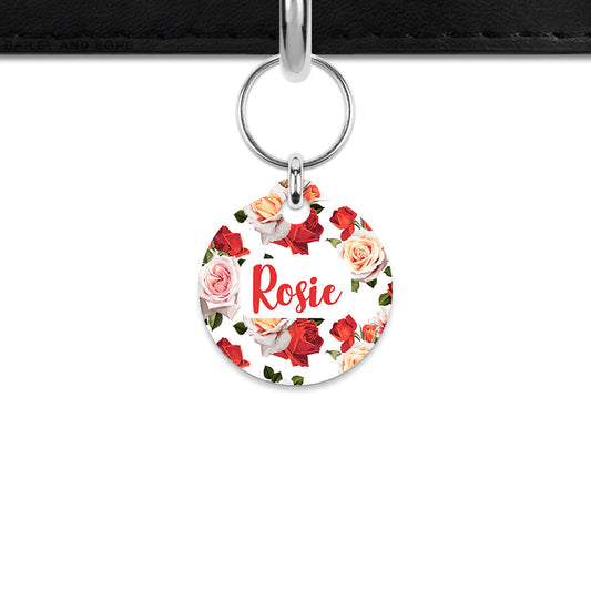 Red And White Roses Mini Pet ID Tag