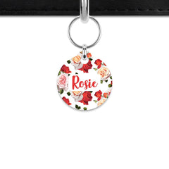 Red And White Roses Mini Pet ID Tag