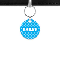 Blue And White Polka Dots Mini Pet ID Tag