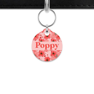 Pink And Red Poppy Mini Pet ID Tag