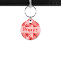 Pink And Red Poppy Mini Pet ID Tag