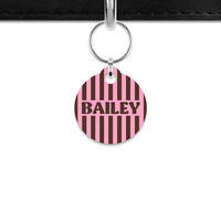 Pink And Brown Stripes Mini Pet ID Tag