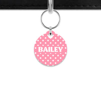 Pink And White Polka Dot Mini Pet ID Tag