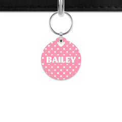 Pink And White Polka Dots Mini Pet ID Tag