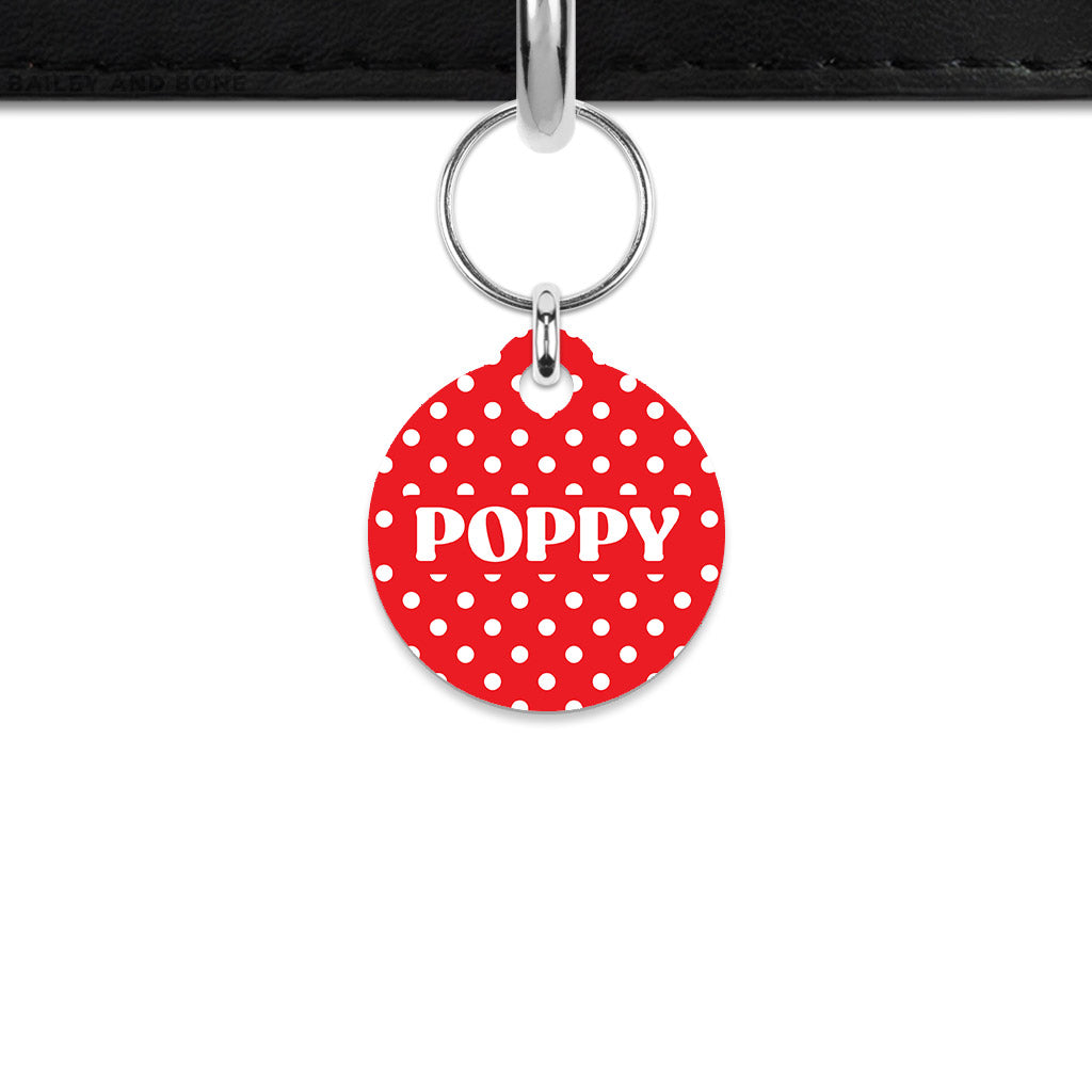Red and White Polka Dots Mini Pet ID Tag