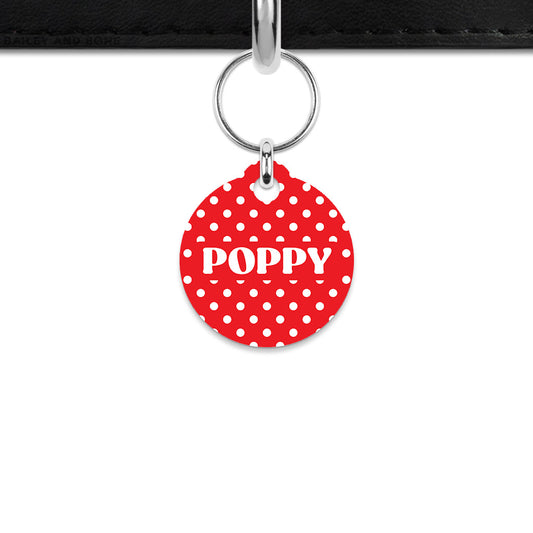 Red and White Polka Dots Mini Pet ID Tag