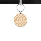 Beige And Tan Checkers Mini Pet ID Tag