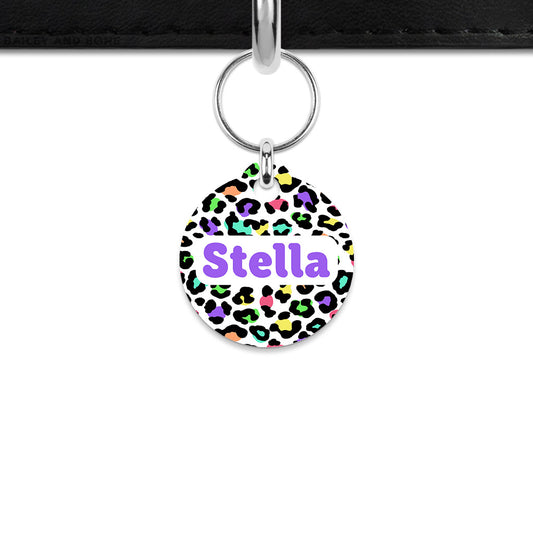 Pastel Leopard Print Mini Pet ID Tag