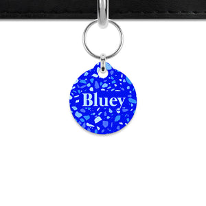 Blue Terrazzo Mini Pet ID Tag